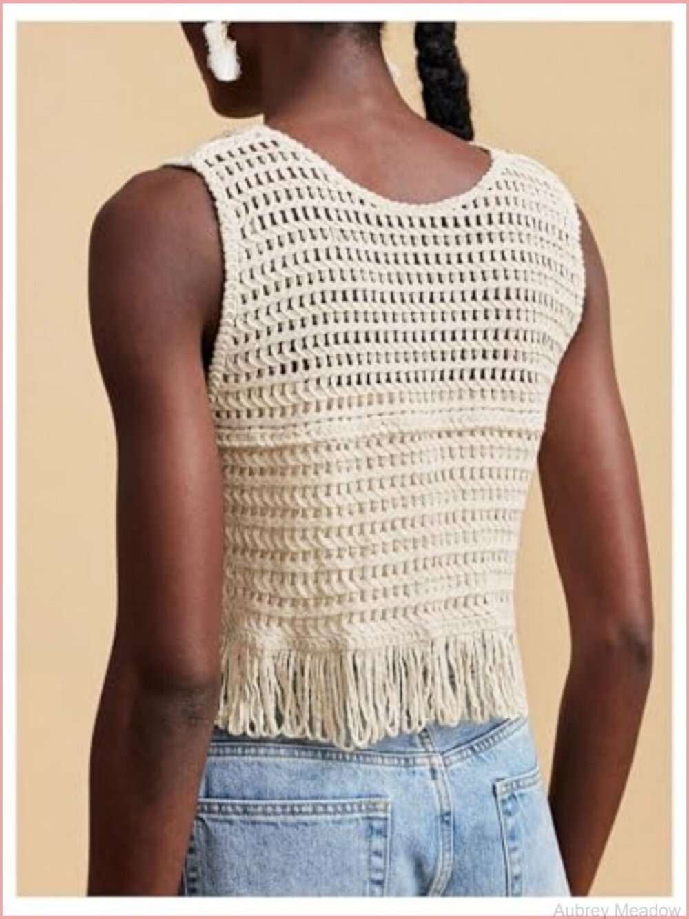 Boho Crochet Tank Crop Top Hollow Out Fringe Summer Vest - Picture 3 of 7